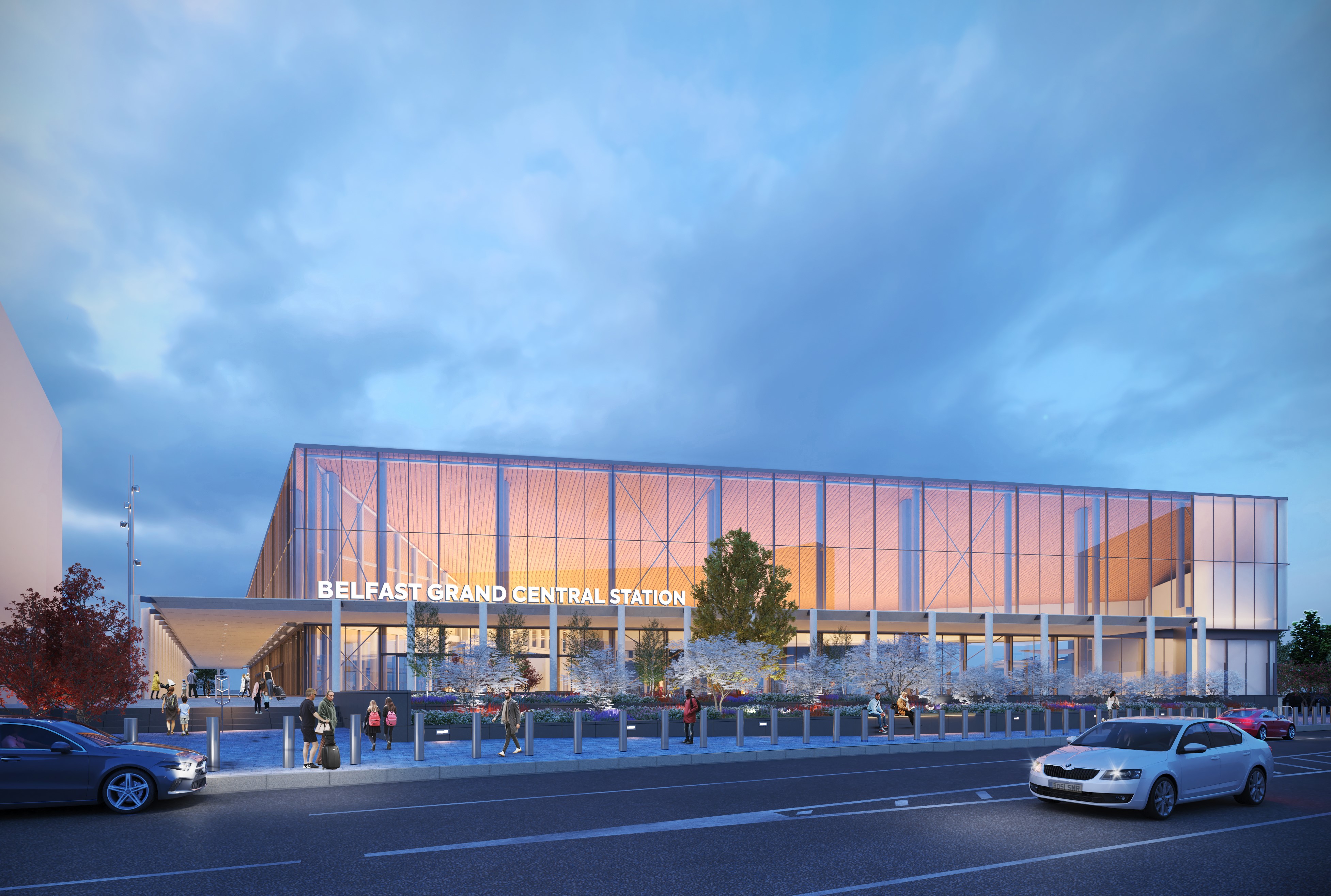 Image: CGI representation of Belfast Grand Central Station; credit: Translink